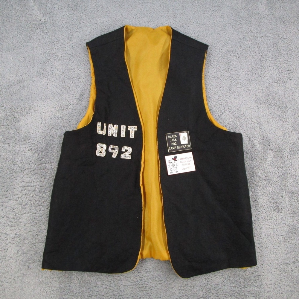 Vintage 1977 Black Jack CB Club Vest Camp Director Southern California Black XL